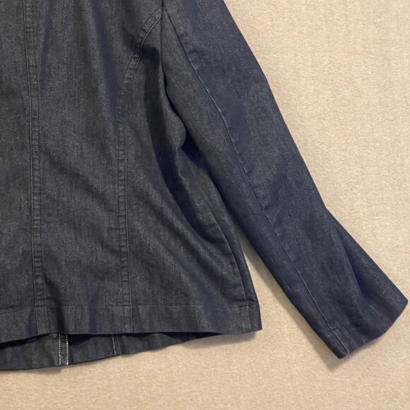 Cato Denim Jacket Women's XL Black Pockets Silver Metallic Thread - Picture 11 of 11